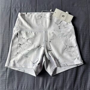 BuffBunny Onyx White Marble Athletic Shorts